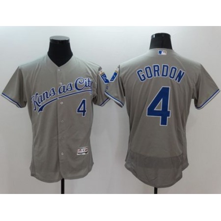 Royals #4 Alex Gordon Grey Flexbase Authentic Collection Stitched MLB Jersey