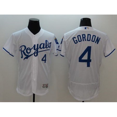 Royals #4 Alex Gordon White Flexbase Authentic Collection Stitched MLB Jersey