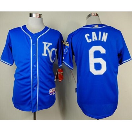 Royals #6 Lorenzo Cain Light Blue Alternate 2 Cool Base Stitched MLB Jersey