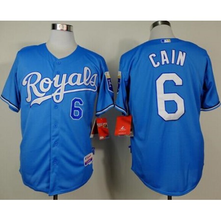 Royals #6 Lorenzo Cain Light Blue Alternate Cool Base Stitched MLB Jersey