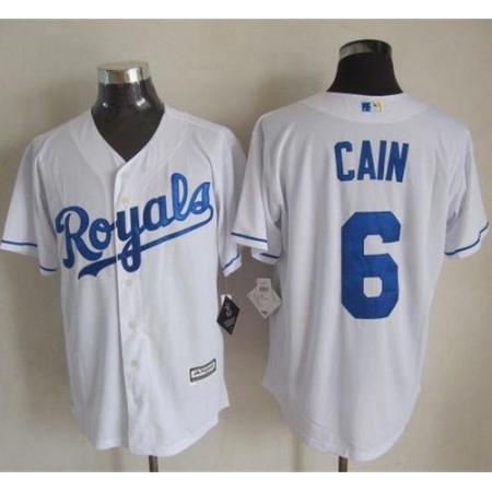 Royals #6 Lorenzo Cain White New Cool Base Stitched MLB Jersey