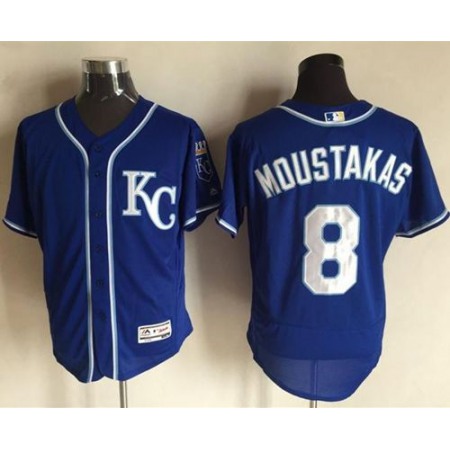 Royals #8 Mike Moustakas Royal Blue Flexbase Authentic Collection Stitched MLB Jersey