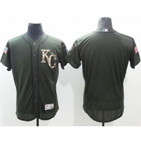Royals Blank Green Flexbase Authentic Collection Salute to Service Stitched MLB Jersey