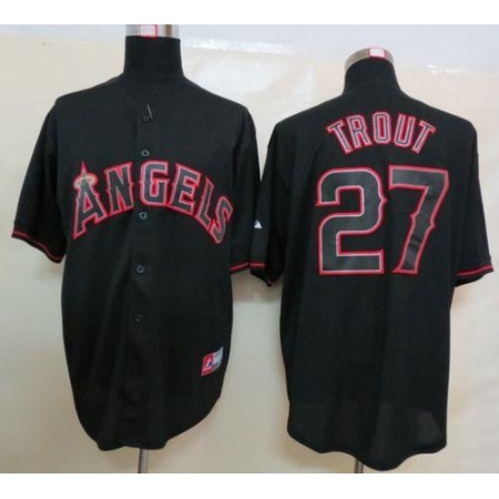Angels of Anaheim #27 Mike Trout Black Fashion Stitched MLB Jersey