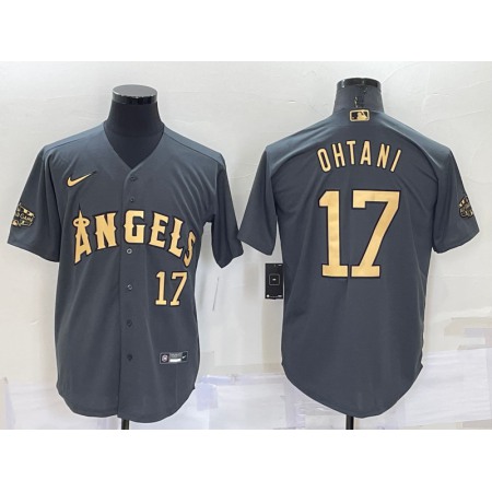 Men's Los Angeles Angels #17 Shohei Ohtani 2022 All-star Charcoal Cool Base Stitched Jersey