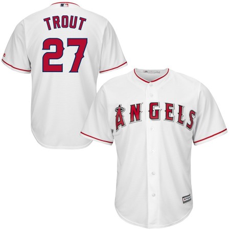 Men's Los Angeles Angels #27 Mike Trout White Cool Base Stitched MLB Jersey