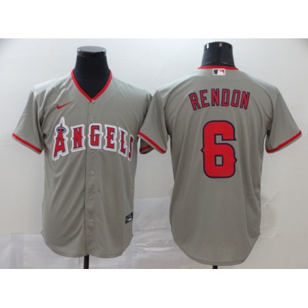 Men's Los Angeles Angels #6 Anthony Rendon 2020 Grey Cool Base Stitched MLB Jersey