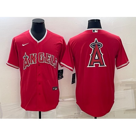 Men's Los Angeles Angels Red Team Big Logo Cool Base Stitched Jersey