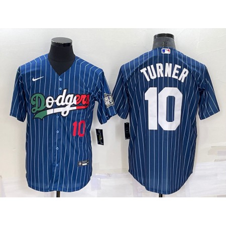 Men's Los Angeles Dodgers #10 Justin Turner Navy Mexico Cool Base Stitched Baseball Jersey