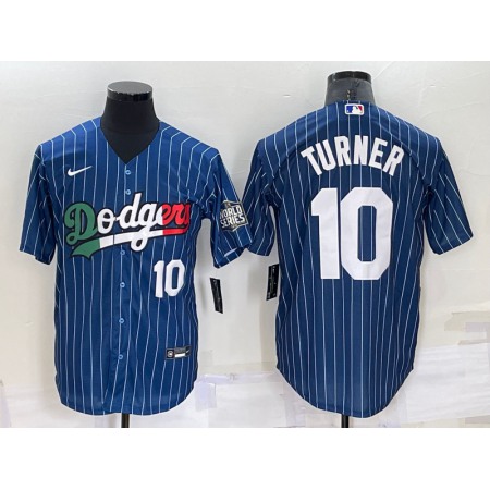 Men's Los Angeles Dodgers #10 Justin Turner Navy Mexico Cool Base Stitched Baseball Jersey