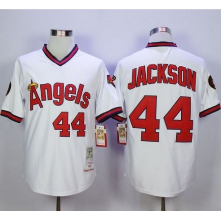 Mitchell and Ness Angels of Anaheim #44 Reggie Jackson White Stitched MLB Jersey