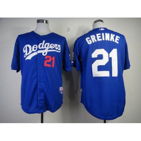 Dodgers #21 Zack Greinke Blue Cool Base Stitched MLB Jersey