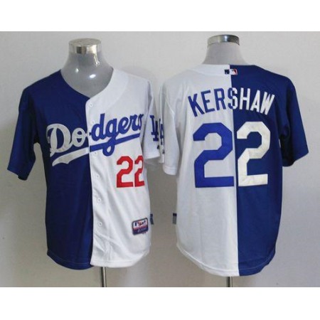 Dodgers #22 Clayton Kershaw Blue/White Cool Base Stitched MLB Jersey