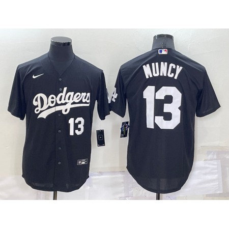 Men's Los Angeles Dodgers #13 Max Muncy Black Cool Base Stitched Baseball Jersey