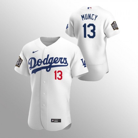 Men's Los Angeles Dodgers #13 Max Muncy White 2020 World Series Bound stitched Jersey