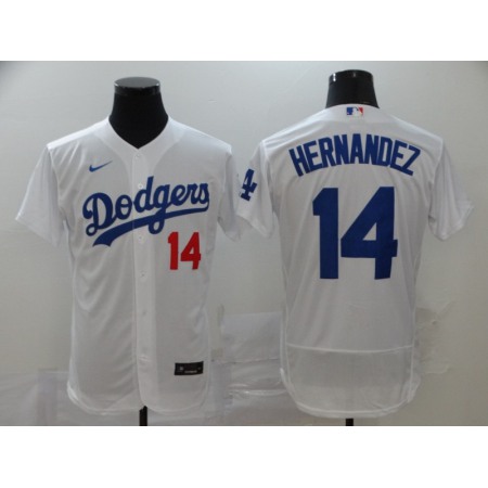 Men's Los Angeles Dodgers #14 Kike Hernandez White Flex Base Stitched MLB Jersey