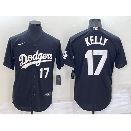 Men's Los Angeles Dodgers #17 Joe Kelly Black Cool Base Stitched Baseball Jersey