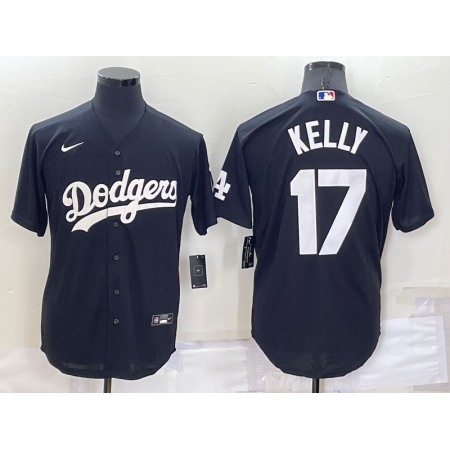 Men's Los Angeles Dodgers #17 Joe Kelly Black Cool Base Stitched Baseball Jersey