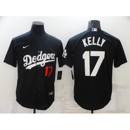 Men's Los Angeles Dodgers #17 Joe Kelly Black Cool Base Stitched Baseball Jersey