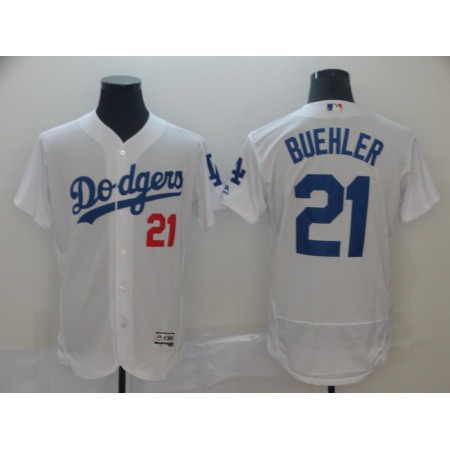 Men's Los Angeles Dodgers #21 Walker Buehler White 2019 Flex Base Stitched MLB Jersey