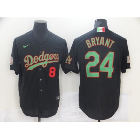 Men's Los Angeles Dodgers Front #8 Back #24 Kobe Bryant Black Green Mexico World Series Stitched Jersey