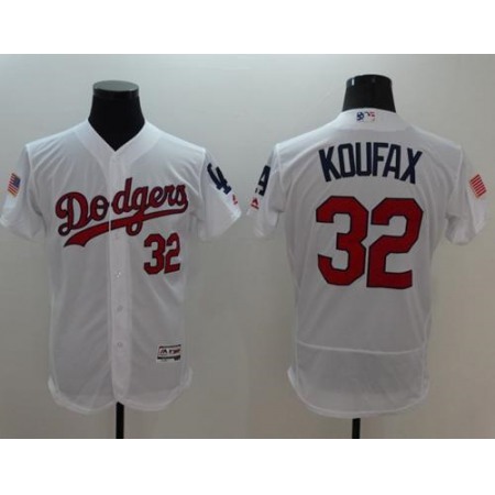 Dodgers #32 Sandy Koufax White Fashion Stars & Stripes Flexbase Authentic Stitched MLB Jersey