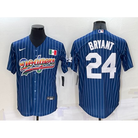 Men's Los Angeles Dodgers #24 Kobe Bryant Navy Mexico Rainbow Cool Base Stitched Baseball Jersey