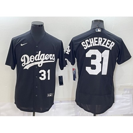 Men's Los Angeles Dodgers #31 Max Scherzer Black Flex Base Stitched Baseball Jersey