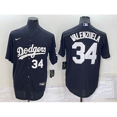 Men's Los Angeles Dodgers #34 Toro Valenzuela Black Cool Base Stitched Baseball Jersey