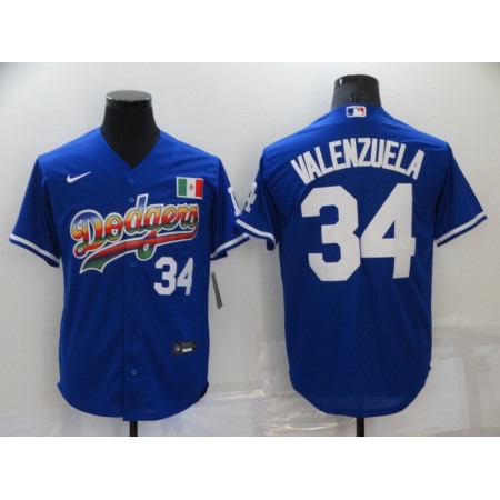 Men's Los Angeles Dodgers #34 Toro Valenzuela Royal Stitched Baseball Jersey
