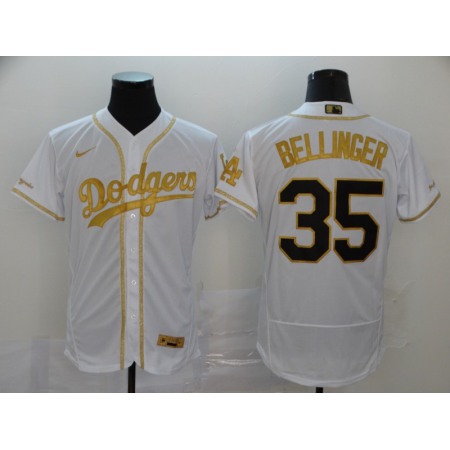 Men's Los Angeles Dodgers #35 Cody Bellinger 2020 White Golden Flex Base Stitched MLB Jersey