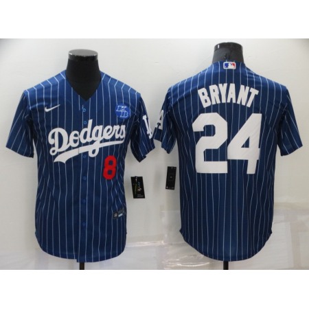 Men's Los Angeles Dodgers Front #8 Back #24 Kobe Bryant Navy With KB Patch Cool Base Stitched Jersey