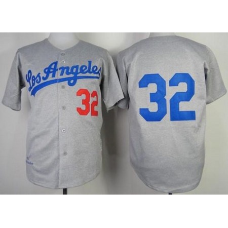 Mitchell And Ness 1963 Dodgers #32 Sandy Koufax Grey Throwback Stitched MLB Jersey