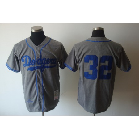 Mitchell and Ness Dodgers #32 Sandy Koufax Grey Stitched Throwback MLB Jersey