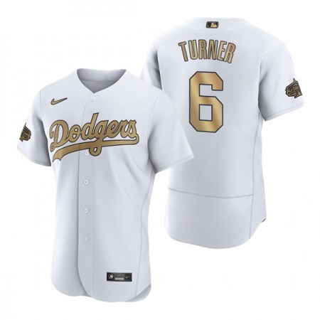 Men's Los Angeles Dodgers #6 Trea Turner 2022 All-Star White Flex Base Stitched Baseball Jersey