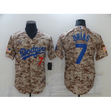 Men's Los Angeles Dodgers #7 Julio Urias 2021 Camo Cool Base Stitched Baseball Jersey