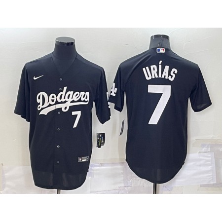 Men's Los Angeles Dodgers #7 Julio Urias Black Cool Base Stitched Jersey