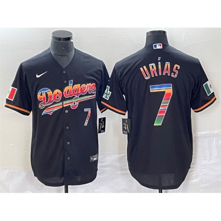 Men's Los Angeles Dodgers #7 Julio Urias Black Mexico Cool Base Stitched Jersey