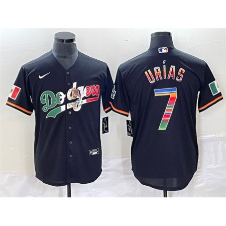 Men's Los Angeles Dodgers #7 Julio Urias Black Mexico Cool Base Stitched Jersey