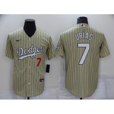 Men's Los Angeles Dodgers #7 Julio Urias Cream Cool Base Stitched Jersey