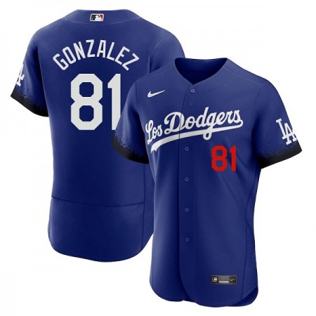 Men's Los Angeles Dodgers #81 Victor Gonzalez 2021 Royal City Connect Flex Base Stitched Baseball Jersey