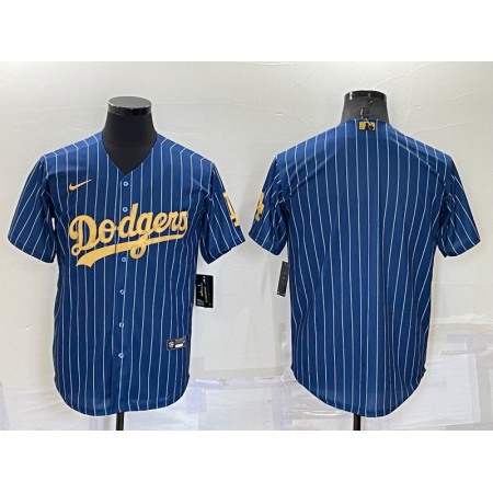 Men's Los Angeles Dodgers Blank Navy/Gold Cool Base Stitched Baseball Jersey