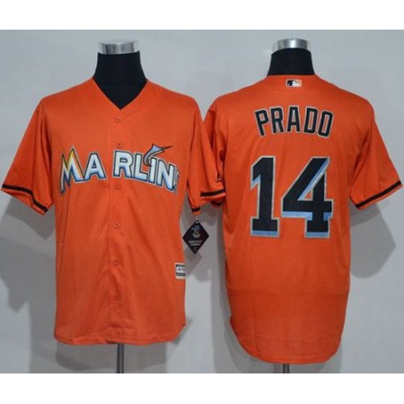 marlins #14 Martin Prado Orange New Cool Base Stitched MLB Jersey