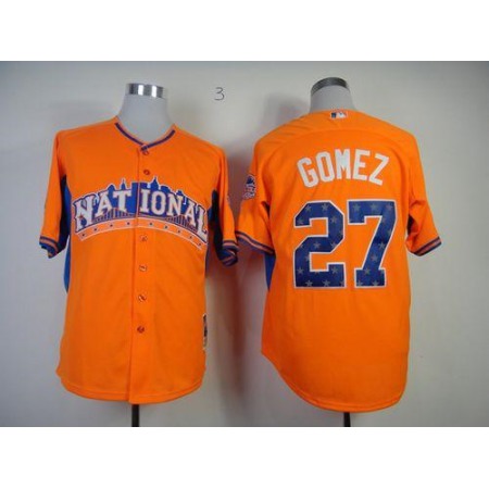 Brewers #27 Carlos Gomez Orange All-Star 2013 National League Stitched MLB Jersey