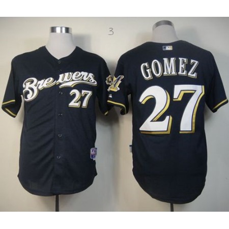 Brewers #27 carlos Gomez Stitched Blue Cool Base MLB Jersey