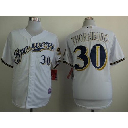 Brewers #30 Tyler Thornburg White Cool Base Stitche MLB Jersey