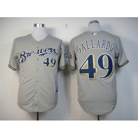 Brewers #49 Yovani Gallardo Stitched Grey MLB Jersey