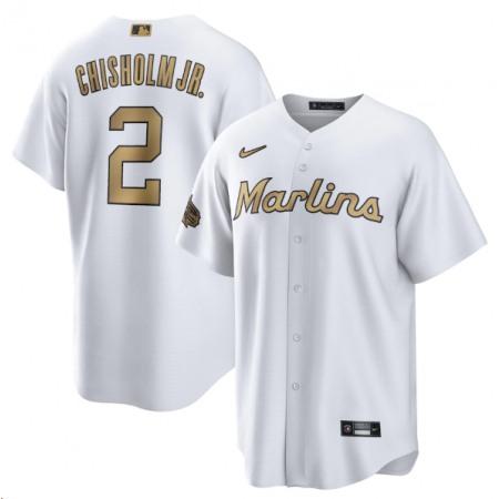 Men's Miami Marlins #2 Jazz Chisholm Jr. 2022 All-Star White Cool Base Stitched Baseball Jersey