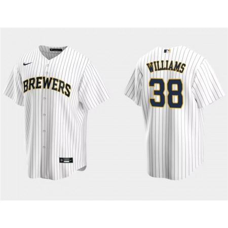 Men's Milwaukee Brewers #38 Devin Williams White Cool Base Stitched Jersey