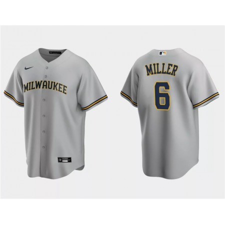 Men's Milwaukee Brewers #6 Owen Miller Grey Cool Base Stitched Jersey